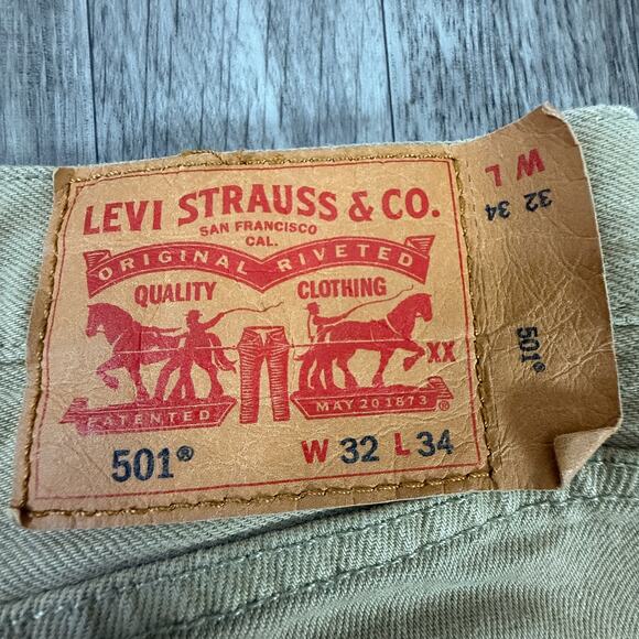 Levi’s 501 Khaki Straight Leg Button-Fly Jeans W32 L34 Classic Vintage Style - Picture 3 of 9